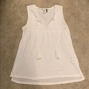 Anthropologie White Lace Yoke Tank